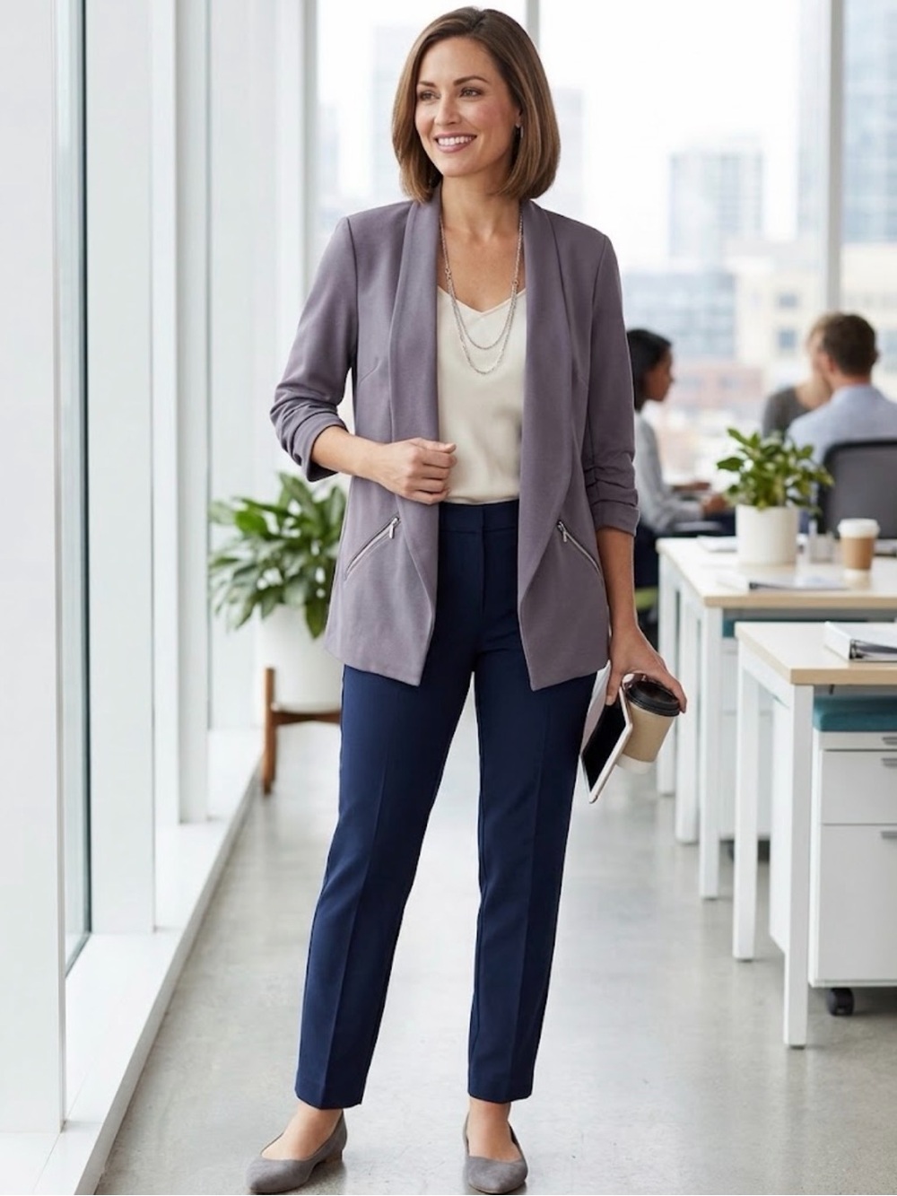 Maurices open front blazer purple gray ruched size xl 16-18